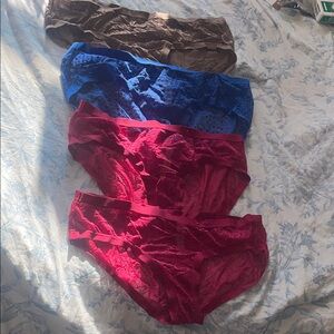 Auden Women's Lace Panties Set - Bundle of 4 Brown, Blue, Red
